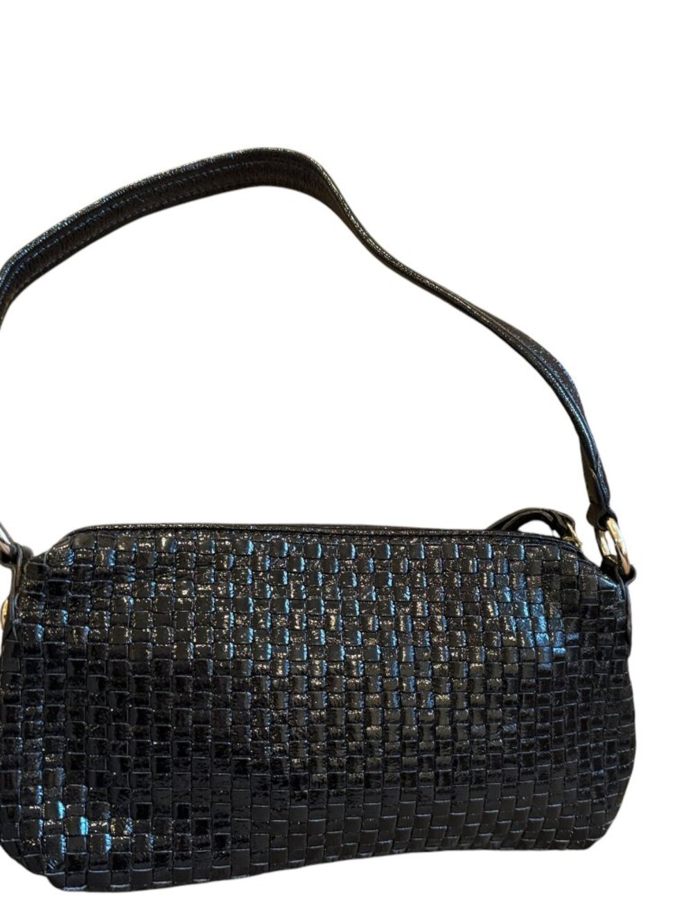 Elliott Lucca Woven Leather Shoulder Bag Black Small - Picture 2 of 7